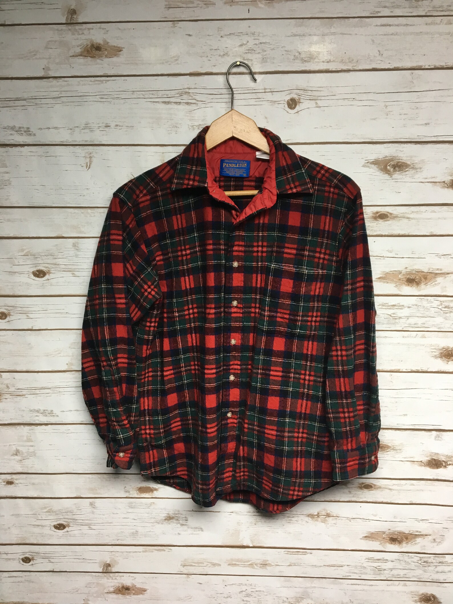 Vintage 90's Pendleton flannel shirt red and green plaid | Etsy