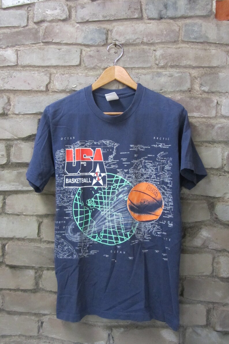 Vintage Usa Basketball Team T Shirt Logo 7 Olympic Basketball Etsy