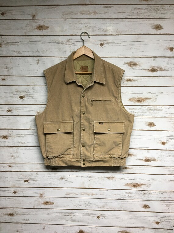 VIntage Lee Corduroy quilted lined vest snap butto
