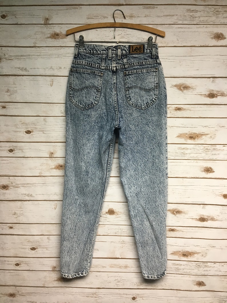 26.5 x 29.5 Vintage 80/'s Women/'s Lee Riders Acid wash denim jeans boyfriend cut high waist mom jeans high waisted festival boho hippie
