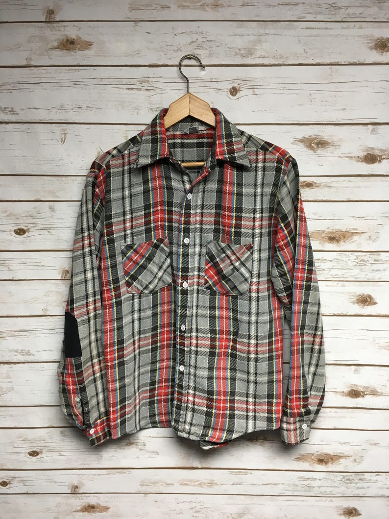 Vintage 70's JCPenney Big Mac flannel shirt red and gray Etsy