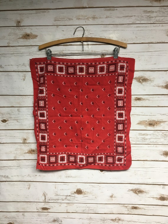 Vintage 60's 70's Red Paisley bandana Handkerchief
