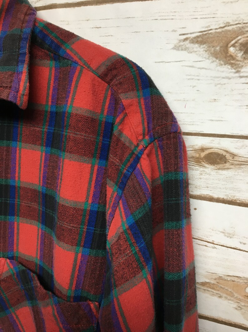 Vintage 90's JCPENNEY Big Mac Cotton Flannel Shirt Red Etsy