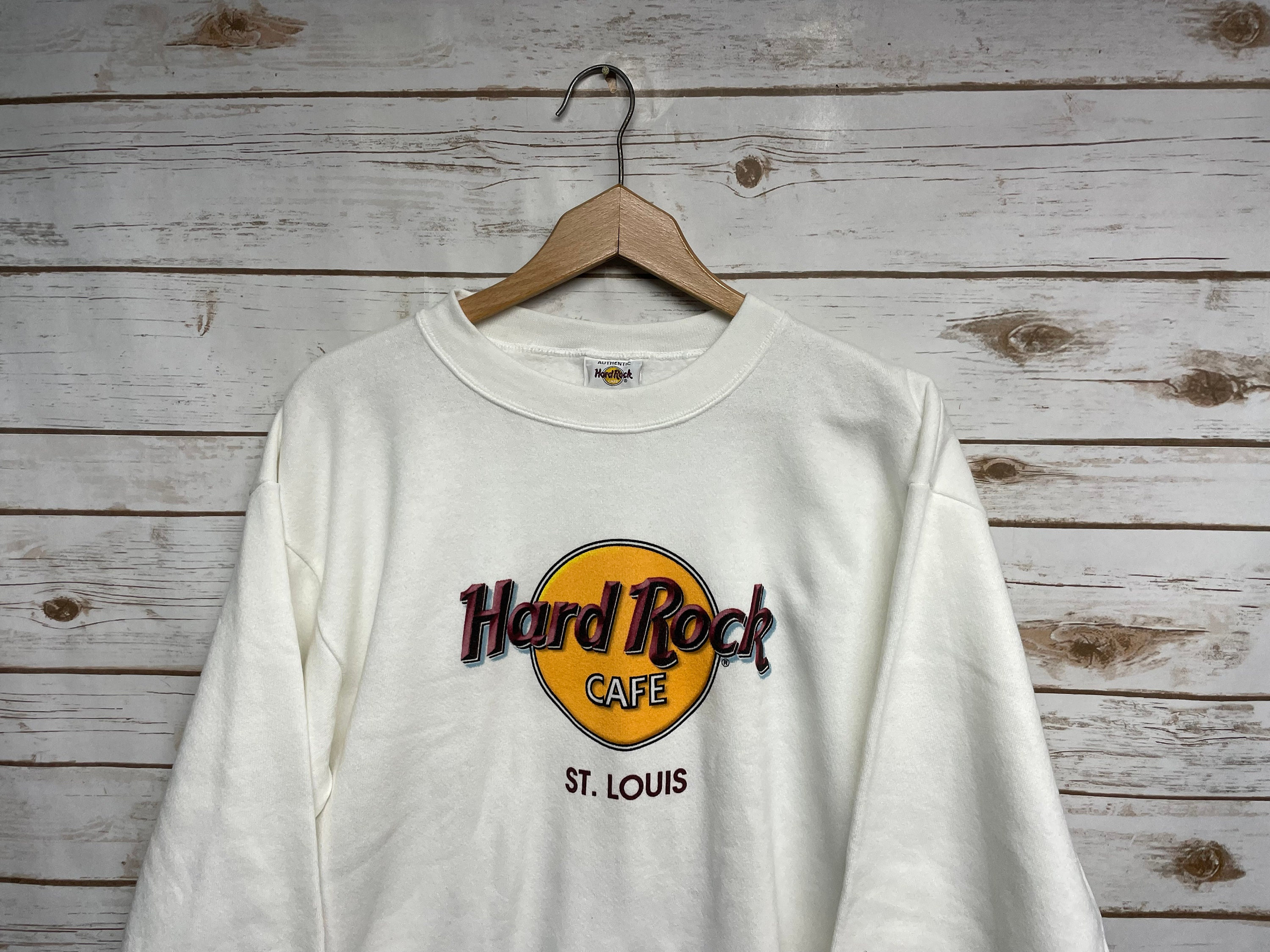 Vtg Hard Rock Cafe St Louis Hoodie Sweatshirt Women XL Red Love
