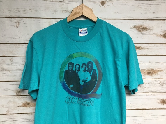 Vintage 80's Queen single stitch Hanes tshirt Aqua