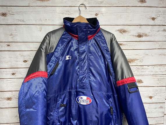 Vintage 90's Starter New England Patriots Winter Coat Starter Pullover Anorak Jacket Patriots Football Coat NFL Pro Line - Large