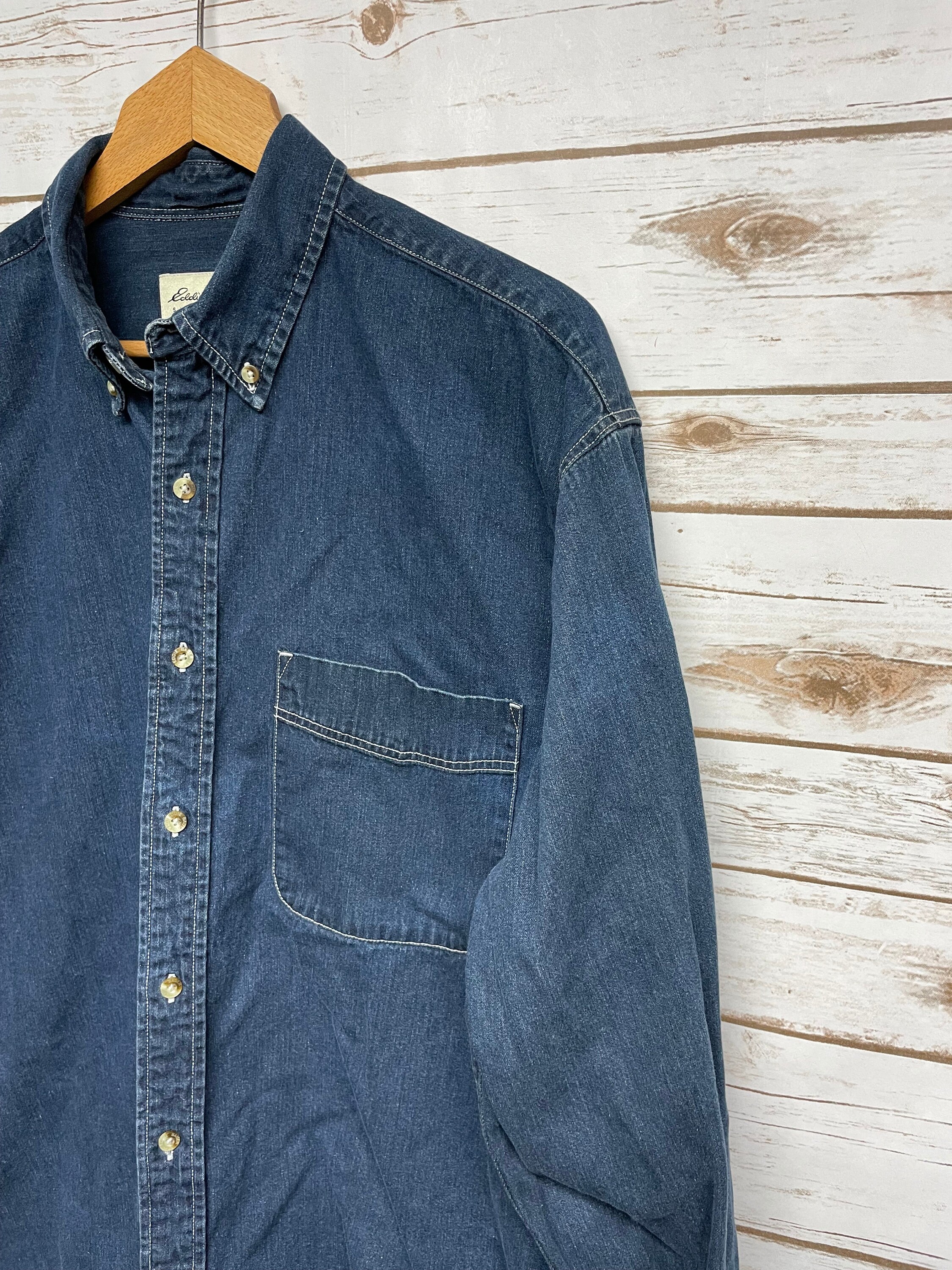 Vintage 90's Eddie Bauer Denim shirt jean shirt heavy | Etsy