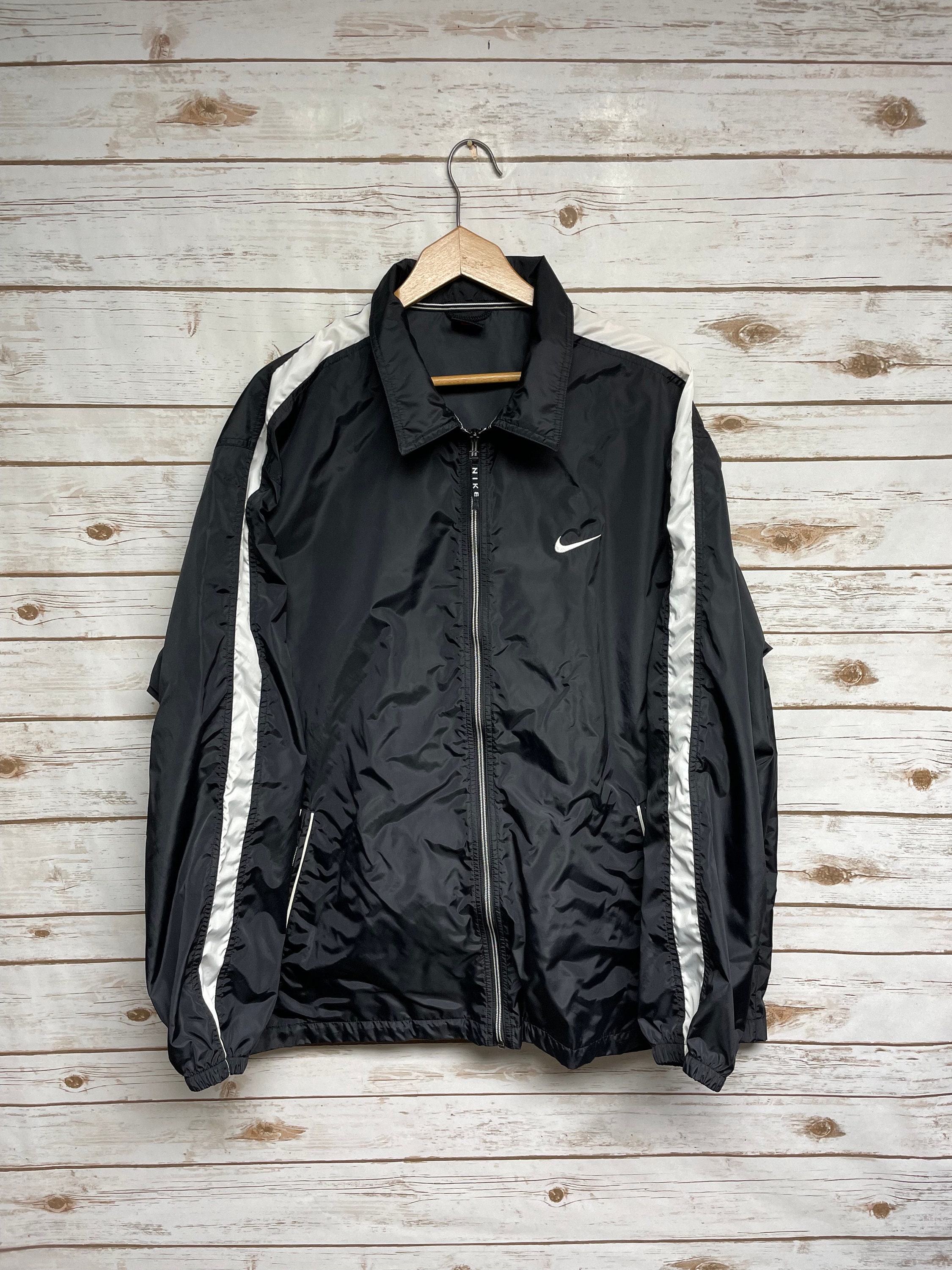 Vintage 90's 00's Y2k Nike windbreaker jacket Nike swoosh embroidered black  coat Just Do It Nike basketball football street wear - XL