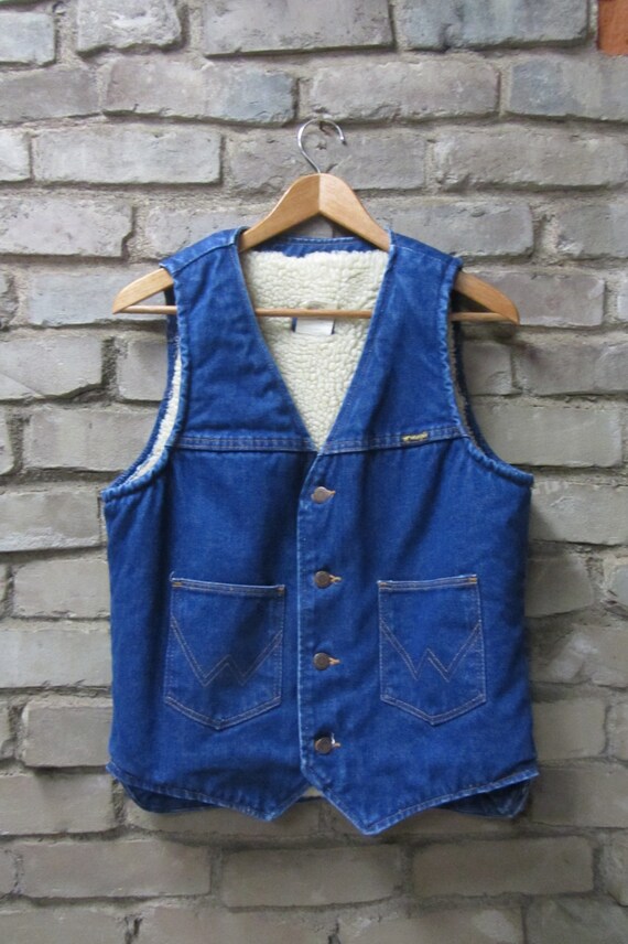 Vintage Wrangler Denim Sherpa Vest two pocket west