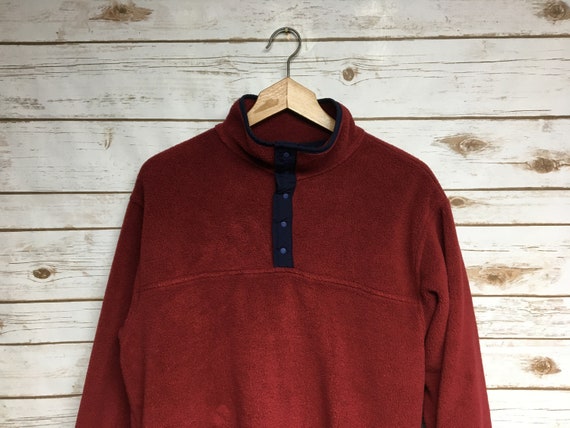 Vintage 90's Lands' End Snap T fleece pullover Red