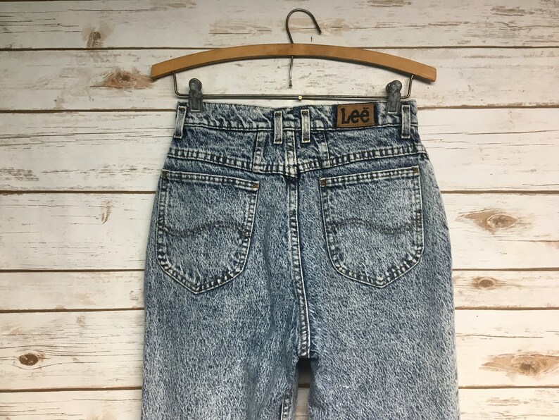 26.5 x 29.5 Vintage 80/'s Women/'s Lee Riders Acid wash denim jeans boyfriend cut high waist mom jeans high waisted festival boho hippie