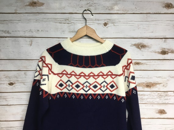 Vintage 80 S Jcpenney Acrylic Sweater Geometric Pattern Etsy