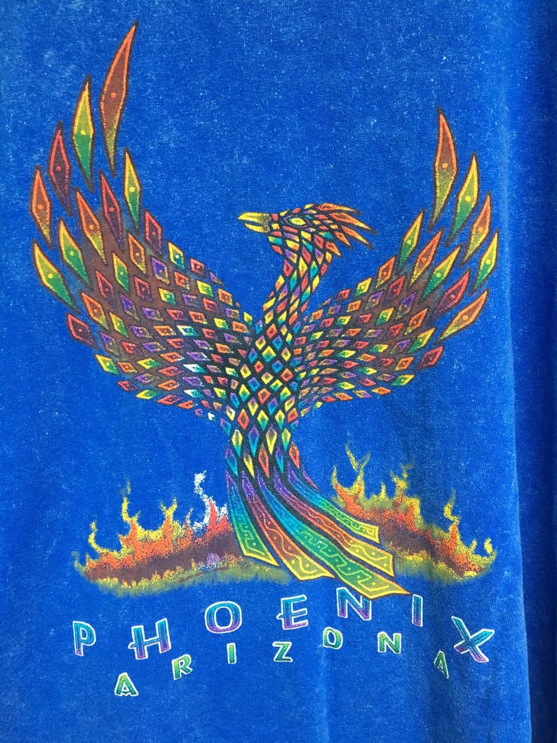 Vintage Phoenix Arizona Souvenir T Shirt Blue Marbled Tie Dye Etsy
