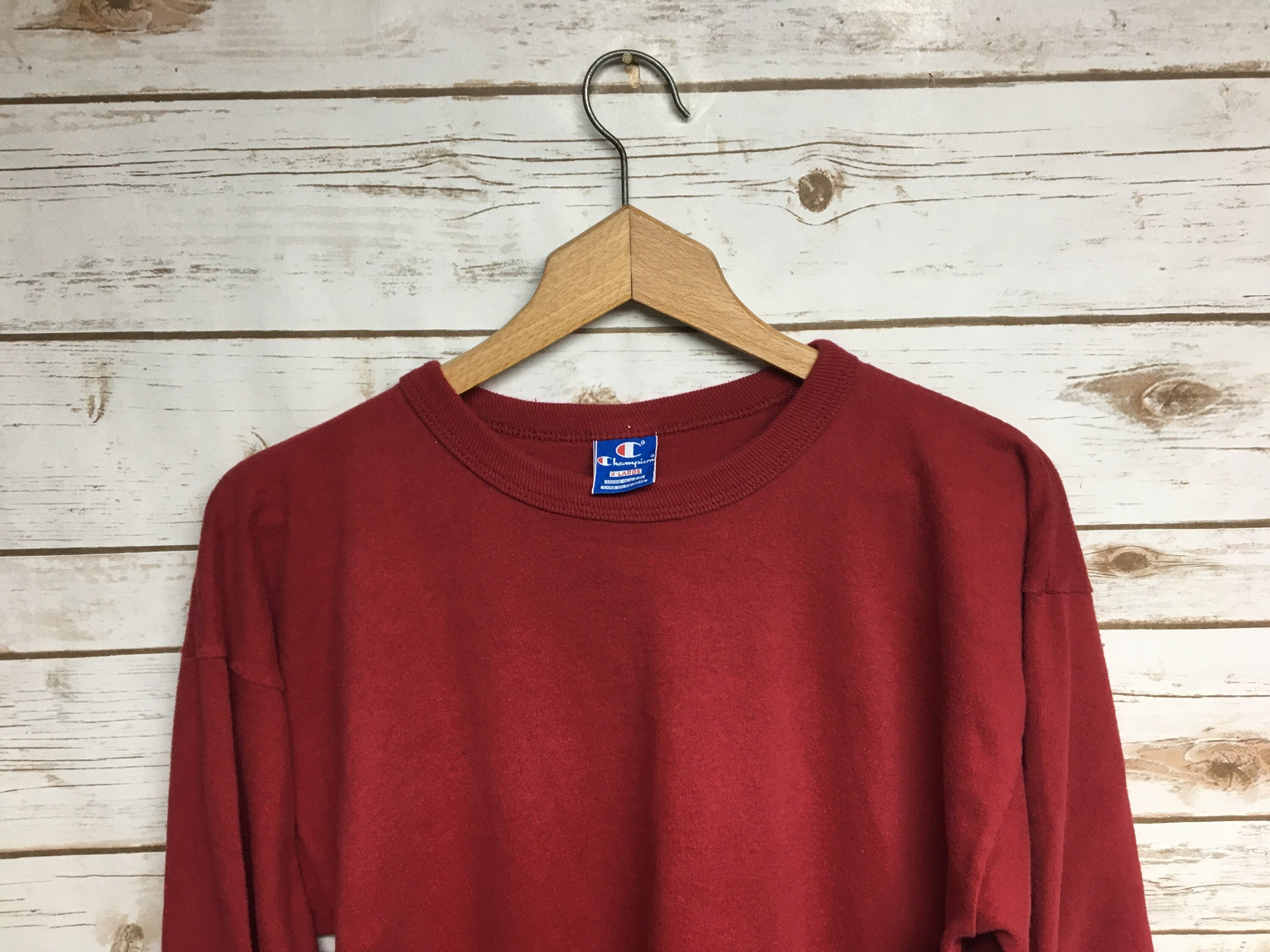 Vintage 80's Champion Long Sleeve T Shirt Blue Tag Made in - Etsy