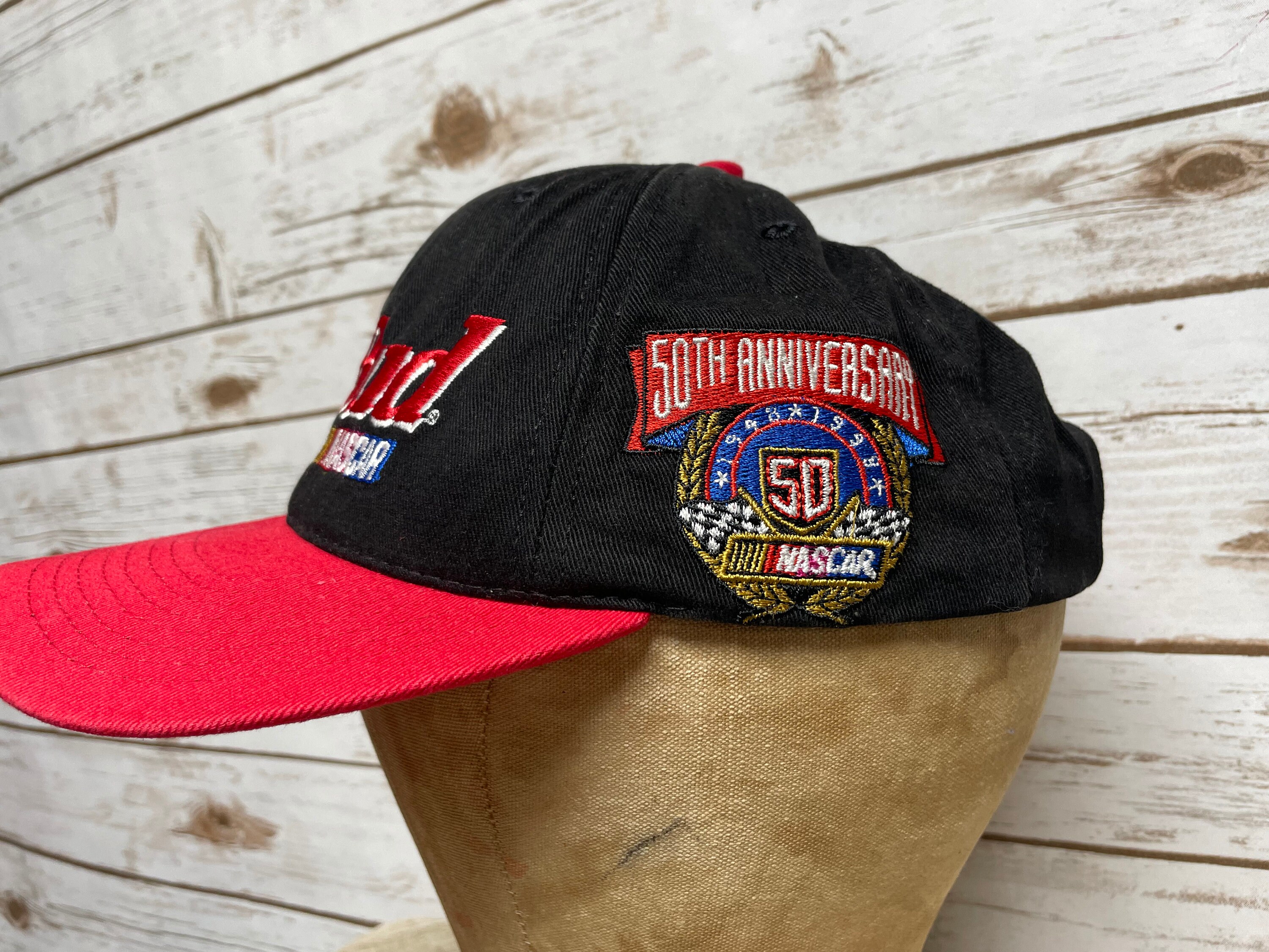 Vintage 90's NASCAR Bud Racing snapback hat Nascar 50th | Etsy