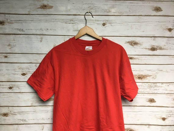 Vintage 90's Hanes Blank red tshirt plain red Hane