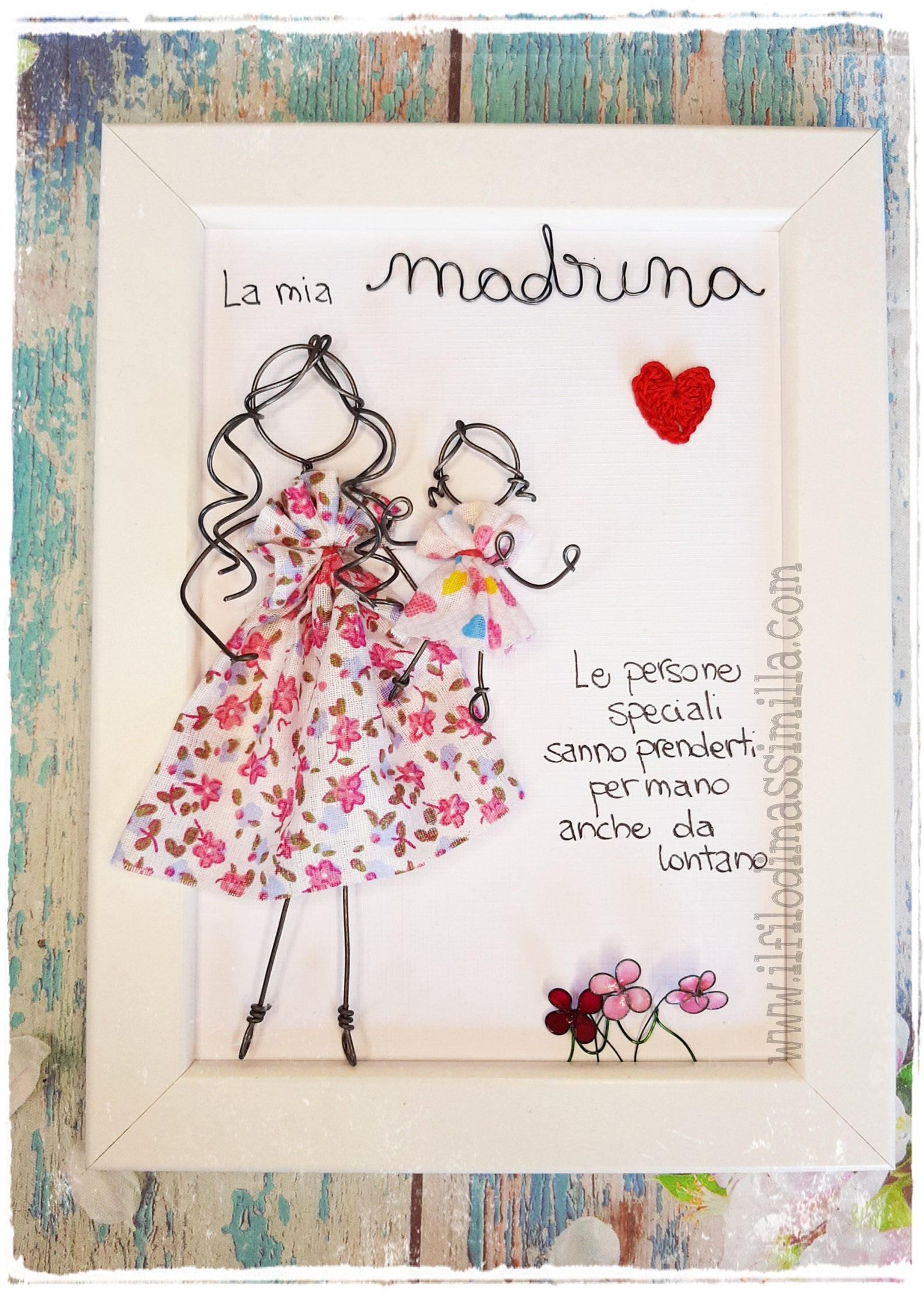 Quadro filo di ferro regalo battesimo madrina padrino con - Italia