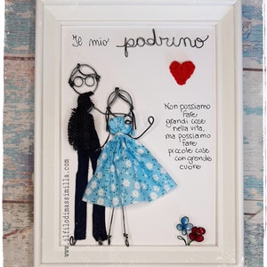 Quadro filo di ferro regalo battesimo comunione cresima madrina padrino immagine 6