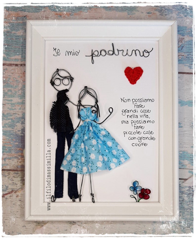 Quadro filo di ferro regalo battesimo comunione cresima madrina padrino immagine 6