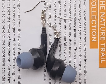 Upcycled Earphone Earrings - Art from Waste, Quirky Jewelry