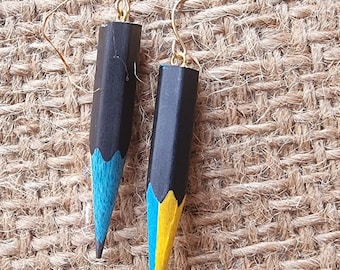 Recycled Pencil Earrings | Teacher's Gift, Sustainable Jewelry