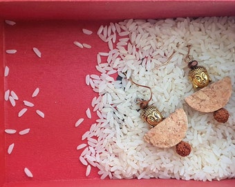 Wine Cork Buddha Earrings | Rudraksh, Boho Style
