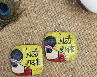 Hand Painted - Coconut Shell Earrings - Shakthi