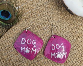 Hand Painted - Coconut Shell Earrings - Dog Lovers