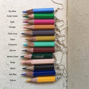 Pencil Earrings | Colors of Life | Multi Color Pencil | Teacher&#39;s Gift | Recycled Jewelry
