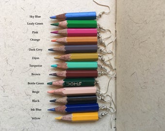 Pencil Earrings | Colors of Life | Multi Color Pencil | Teacher's Gift | Recycled Jewelry