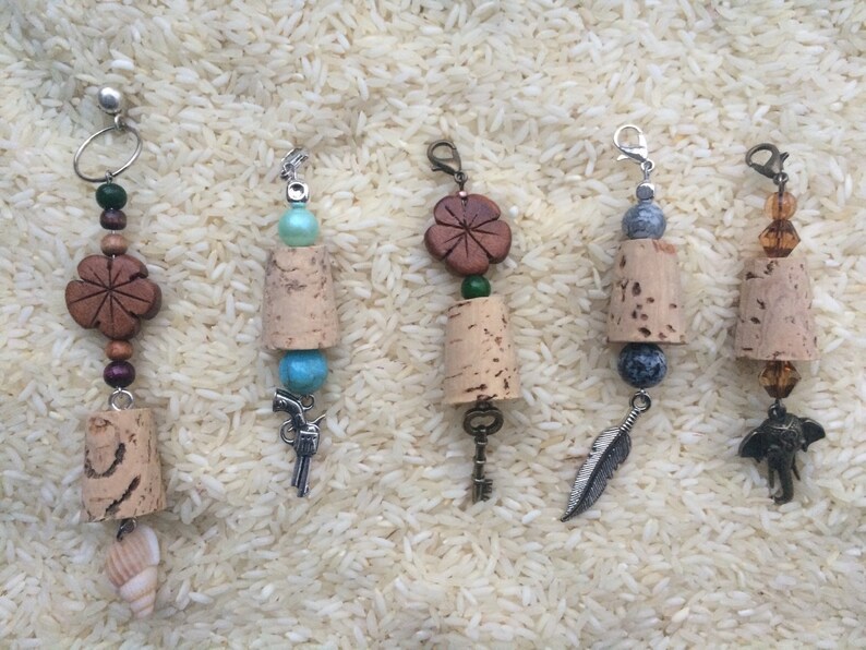Wine Cork Handcrafted Beaded Keychain Etsy