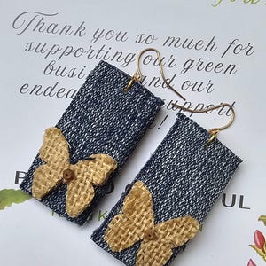 Denim Earrings | Butterfly | Sustainable Jewelry | Upcycled Earring | Upcycled Denim