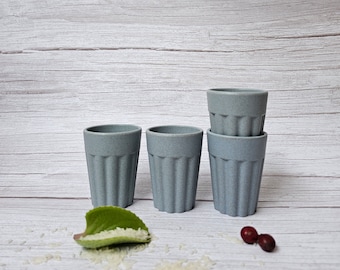 Rice and Coffee Husk Tea Cups - Set of 4, Eco-Friendly Drinkware
