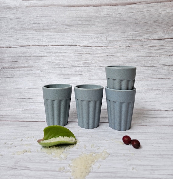Rice and Coffee Husk Tea Cups - Set of 4, Eco-Friendly Drinkware