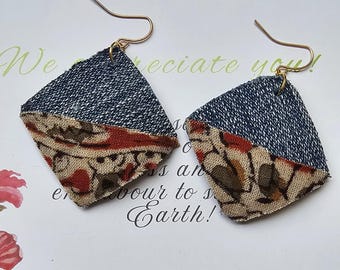 Denim x Kalamkari Fusion Earrings | Sustainable Jewelry