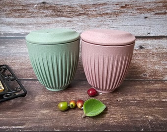 Rice Husk Coffee Cup with Lid – Pastel Eco-Friendly Mug