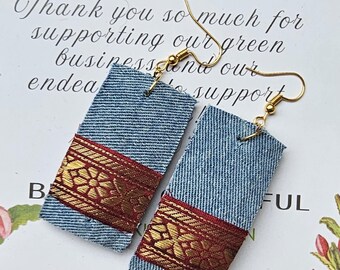Denim × Kanchi Silk Elegance Earrings | Sustainable Jewelry