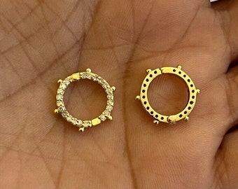 Yellow Gold Clasp 14mm Single Sided Diamond Clasp, Necklace Gold Clasps, Diamond Connector, 14k Solid Gold Clasp, Gold Spacers, Jewelry DIY