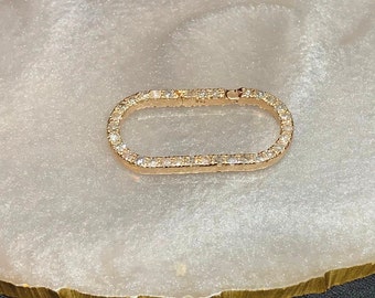Big Oval Gold Clasp, 14k Yellow Solid Gold Clasp, Oval Shape Diamond Connector, Necklace Connector Lock, Openable Gold Clasp, Jewelry DIY