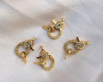 Oval Shape Lobster Clasp, Necklace Gold Clasps, Diamond Connector, Necklace Lock, 14k Gold Clasps, Solid Gold Clasp,Gold Spacers,Jewelry DIY