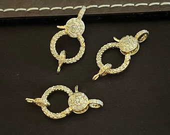 14k Gold Clasp Double Sided Lobster Clasp Diamond Clasp Gold Clasps Lock Openable Necklace clasp Diamond connector handmade Gold Locks