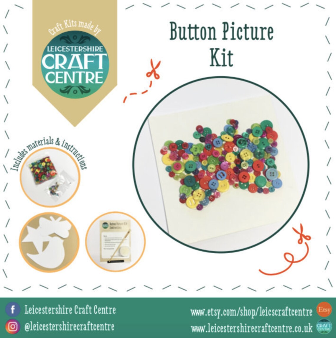 Button Art Kit Children's Craft Kit Beginners Craft Etsy