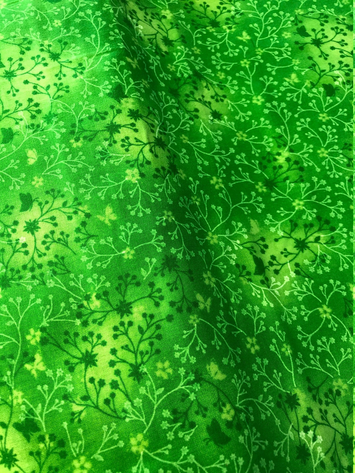 Bright Emerald Green Cotton Fabric Quilting Crafting Mask Etsy