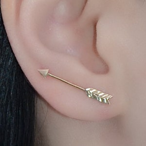 EAR CLIMBER Earring // Gold Arrow Ear Cuff - Pin Earrings - Ear Wrap - Bar Studs - Earcuff - Post Stud Earings