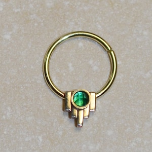 2mm Emerald SEPTUM RING // Gold Nose Ring - Septum Piercing - Septum Jewelry - Tragus Earring - Septum Hoop 20 gauge - Nose Piercing