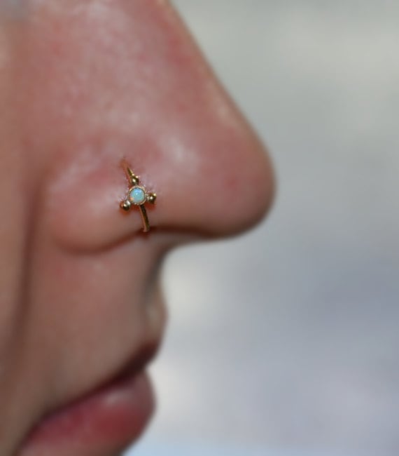 2mm Black-Red Opal NOSE STUD EARRING Silver Nose Hoop Helix Stud Cartilage Hoop Tragus Stud Earring Silver Nose Ring 18g