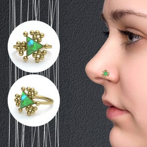 Nose Ring Hoop Opal, Surgical Steel Nose Hoop, Hoop Earrings, Nose Piercing Jewelry