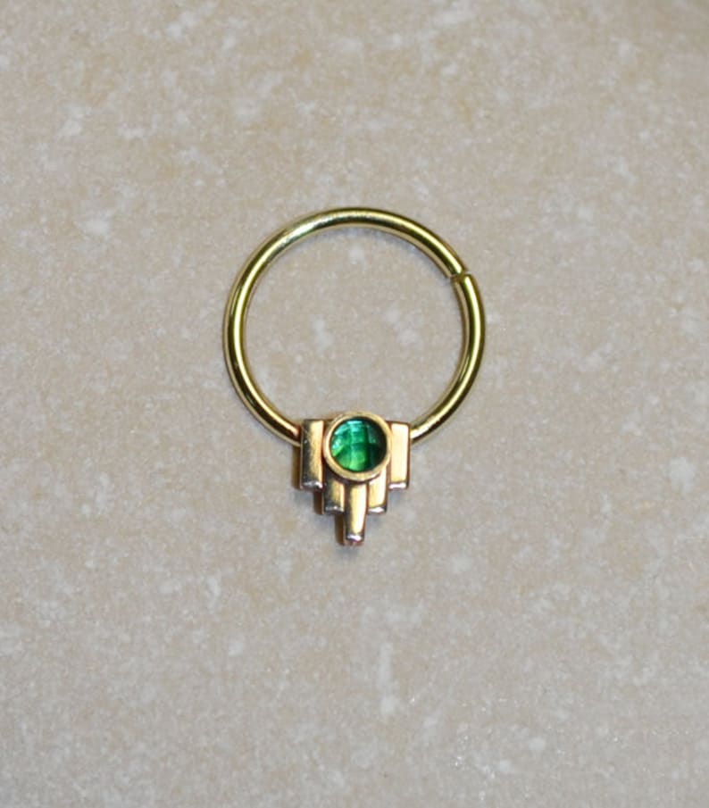 2mm Emerald SEPTUM RING // Gold Nose Ring - Septum Piercing - Septum Jewelry - Tragus Earring - Septum Hoop 20 gauge - Nose Piercing 