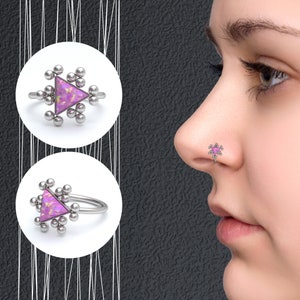 Opal-Nasenring-Reifen, Nasen-Reifen, Nasenpiercing-Schmuck aus chirurgischem Stahl, Creolen