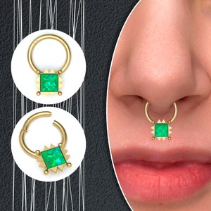 Surgical Steel Septum Clicker, Opal Septum Ring, Indian Nose Ring, Daith Piercing, Helix Earring